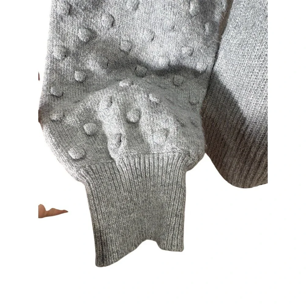 Vince Camuto Sweater Womens M Gray Mock Neck Pullover Textured Sleeves - Picture 5 of 10